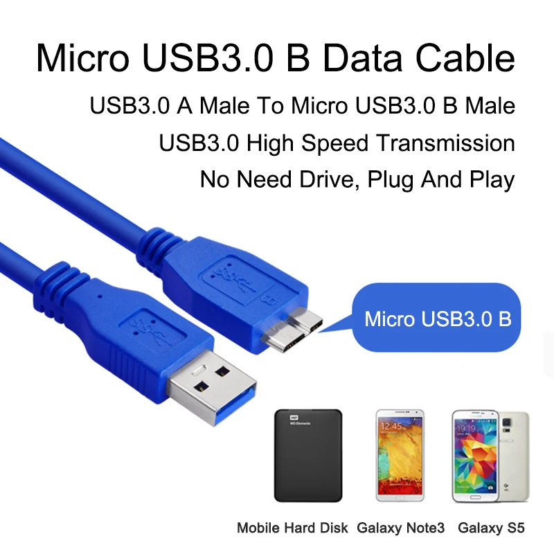 USB 3.0 مايكرو كابل USB لسامسونج S5 ملاحظة 3 5 V 2.1A سريع شحن كابل بيانات الهاتف المحمول الكابلات ل قرص صلب توشيبا