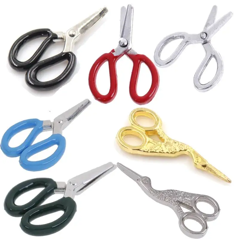 

6Styles 1:12 Dollhouse Miniatures Accessories Simulation Crafts Toys Metal Sewing Scissors Furniture Toy Mini Metal Scissors