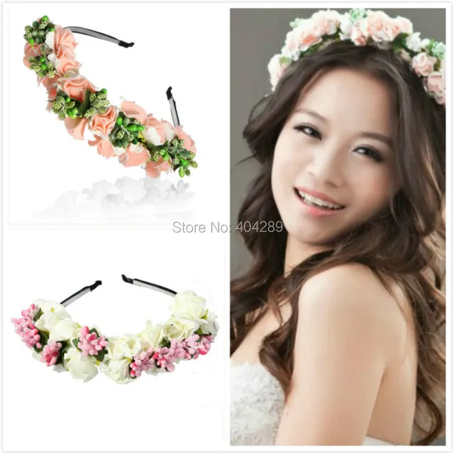 Flower Hairband Bridal Wedding Hair Accessories Wreath For Flower Hairband Bridal Wedding Hair Accessories Wreath For Kids Head Tiara Garland Rose Crown
