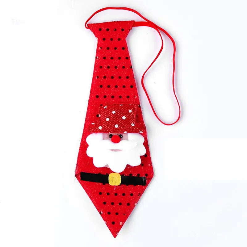 Вечерние сувениры новогодний галстук с блестками подарок для детей Санта Клаус Снеговик Лось узор регулируемые вечерние DIY Deco 47*9 см 1 шт