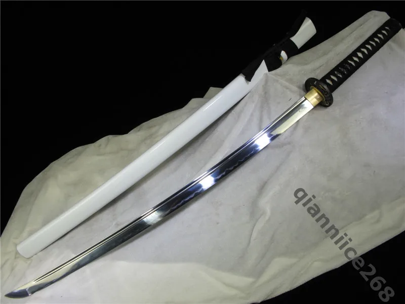 

Japanese sword samurai katana 1095 high carbon steel sharp blade mirror full tang can cut bamboo tree battle ready