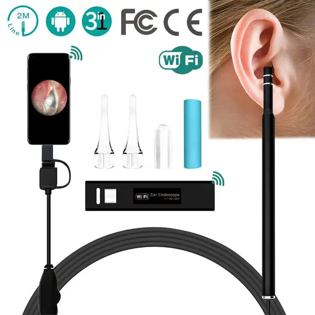 Wireless WiFi 5.5mm Ear Endoscope Video Ershao Medical Safety