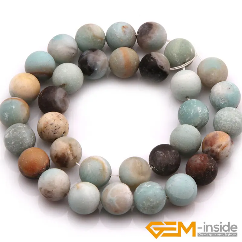 천연석 멀티 컬러 Amazonite 보석 라운드 프로스트 루즈 비즈 쥬얼리 만들기 스트랜드 15 인치 목걸이 팔찌
