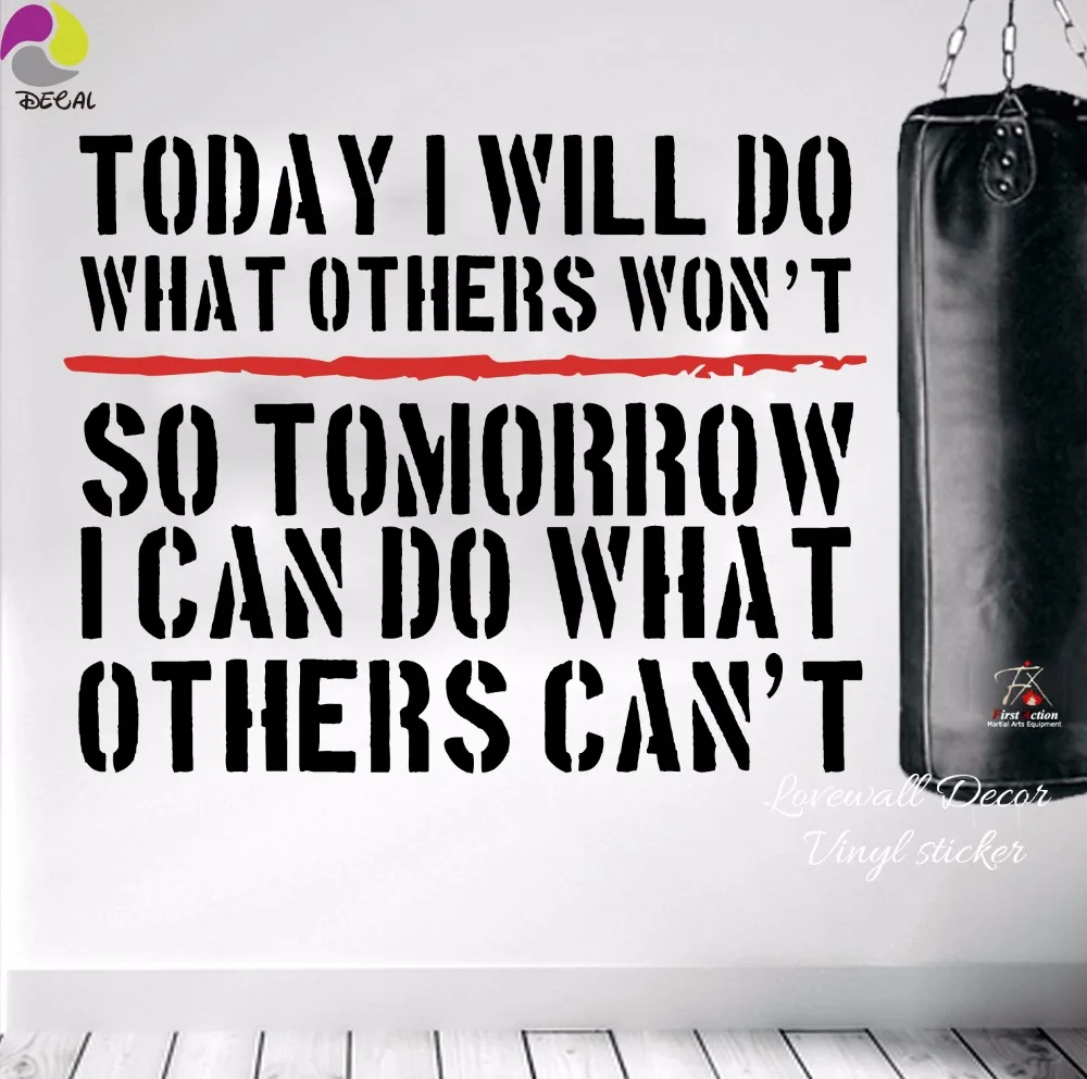 Today i will do Quote Wall Sticker Gym School office Fitness Workout Inspiring Motivation Wall Decal DIY Boxing Vinyl Room Decor