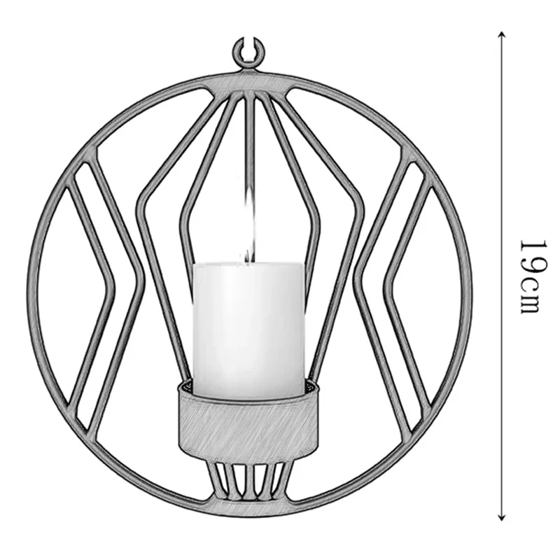 Геометрические подсвечники в скандинавском стиле из кованого железа, украшения для дома, металлические поделки, 3d Круглый Подсвечник, металлический настенный подсвечник