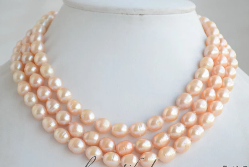 

Z6526 12mm pink rice freshwater cultured pearl necklace 48inch NEW