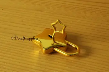 

padlock purse lock star Shaped come with key alloying golden 4.2 cm x 3.1 cm P28