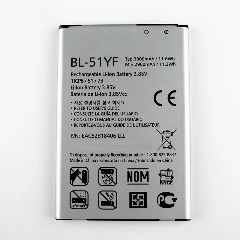 

BL-51YF Mobile Phone Battery For LG G4 BL-51YF H815 H818 H810 VS999 F500 Capacity 3000mAh Replacement Battery