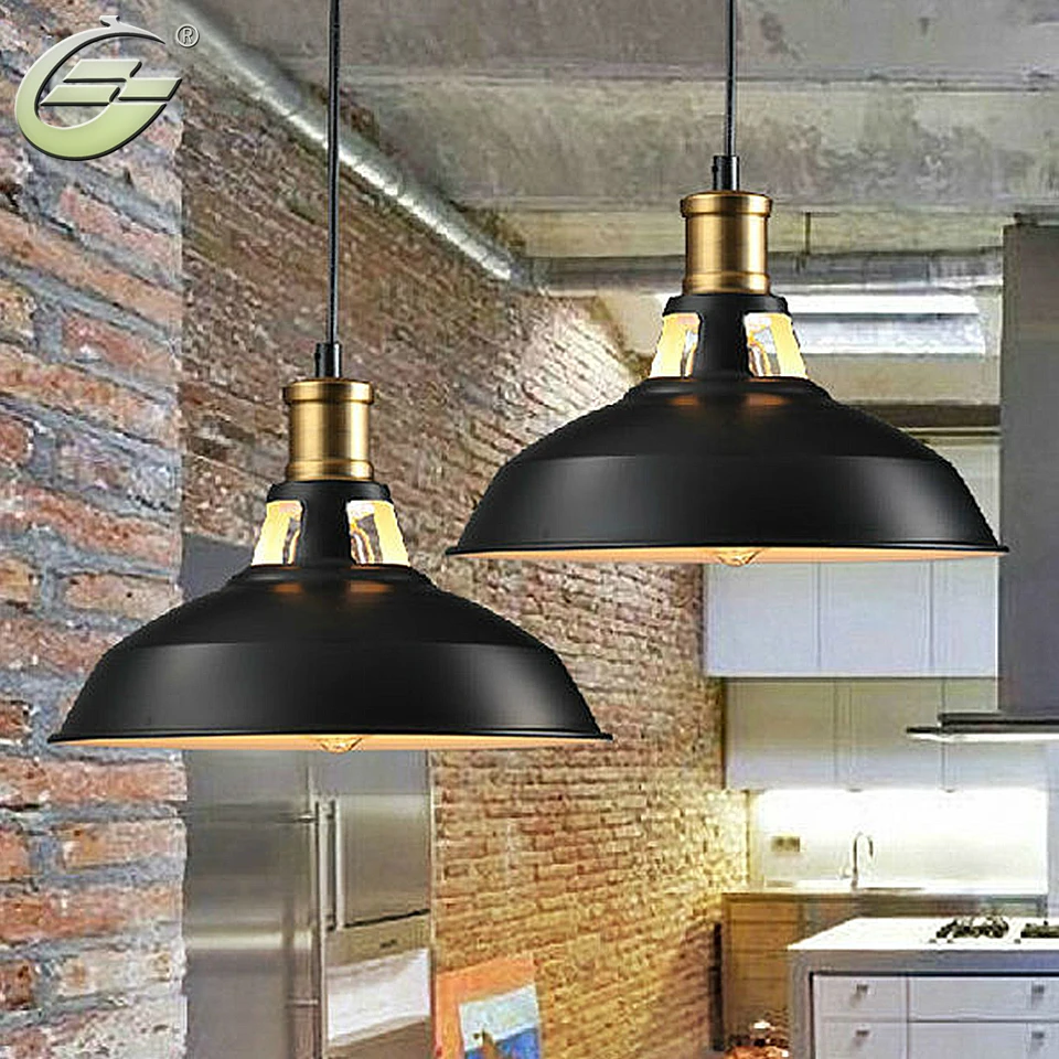 1-Light кулон ретро промышленный освещение черная краска металлический алюминиевый