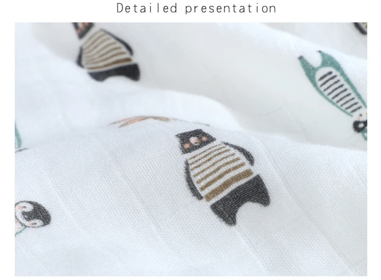 New 4 Layers Bamboo Baby Muslin Blanket Newborn Swaddles Soft Cartoon Blankets Bath Gauze Infant Wrap Sleepsack Multi-use Diaper (11)