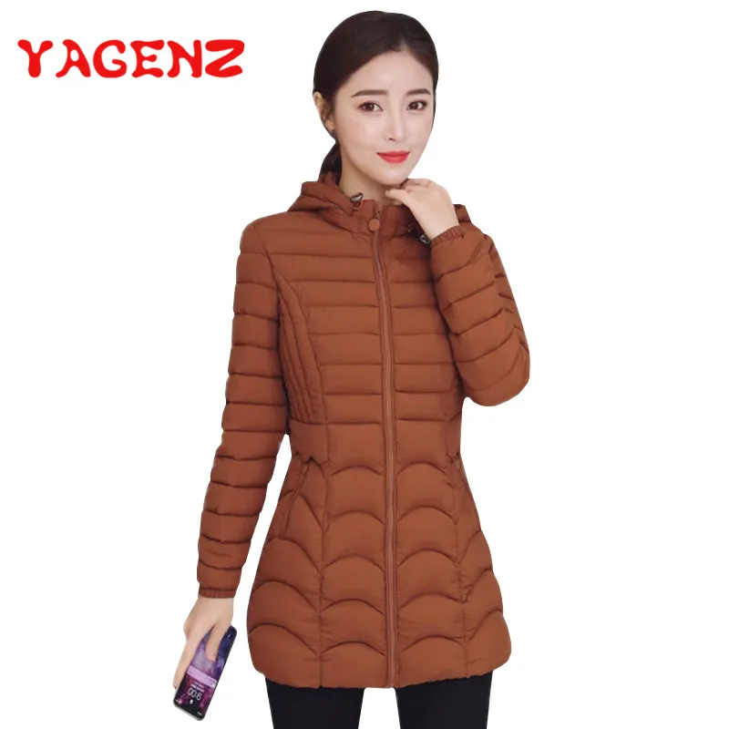 

YAGENZ Autumn Winter Jacket Women Parka Coat Plus Size 6XL Korean Thin Down Cotton Jacket Women Tops Double Pocket Hooded Jacket