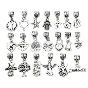 

Mixed Antique Silver Plated Tree of Life Heart Angel Chams Beads for European Charms Bracelets Jewelry Making Accessories DIY