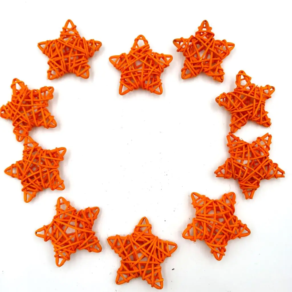 10 шт./лот 6 см оранжевый милые Ротанговые звезды сепактакрау, подарок на день рождения и для дома Свадебная вечеринка украшения «сделай сам» Украшения из ротанга для детей в виде шара