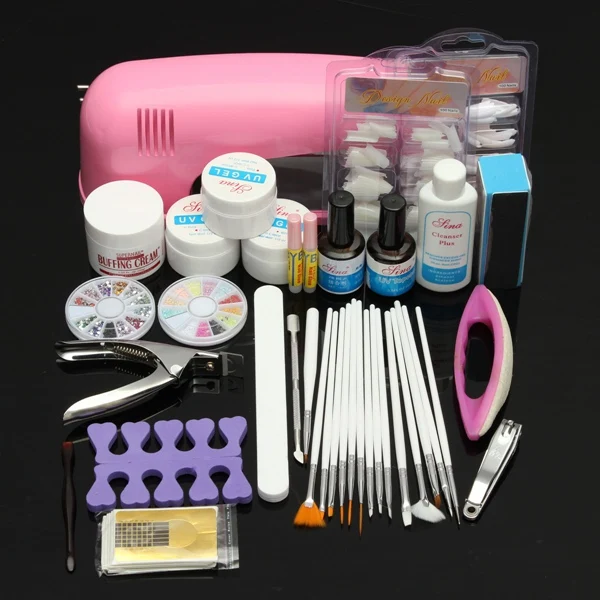 9w 220v Pro Acrylic Nail Art Uv Gel Pink Curing Dryer Lamp Light 9w 220v Pro Acrylic Nail Art Uv Gel Pink Curing Dryer Lamp Light Clipper Brush Form