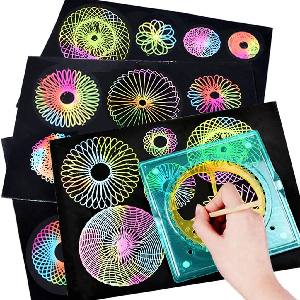 

Drawing Geometric Curve Ruler Stencil Spiral Art Stationery Spirograph Toy child Education Learning toy #K14