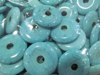 

12pcs 16-50mm turquoise Beads Turquoise stone Donut roundel turquoise pendant blue white red connetor beads
