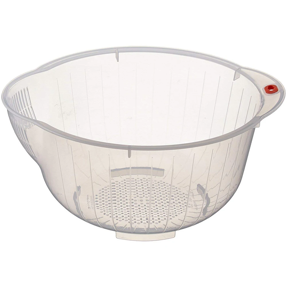 

Kitchen Transparent Rice Washing Bowl Food Cleaning Strainer Rice Sieve Fruit Drain Basket With Side And Bottom Drainers Colorfu