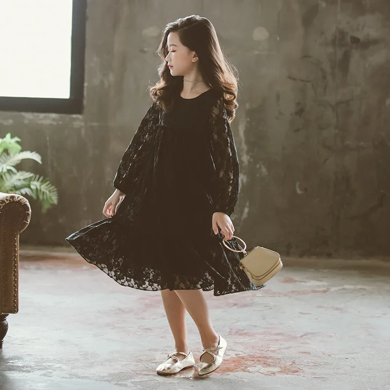 Платье для девочек г., новое осеннее кружевное платье с длинными рукавами для малышей Детское платье принцессы Детское платье INS одежда Феи для малышей#5290