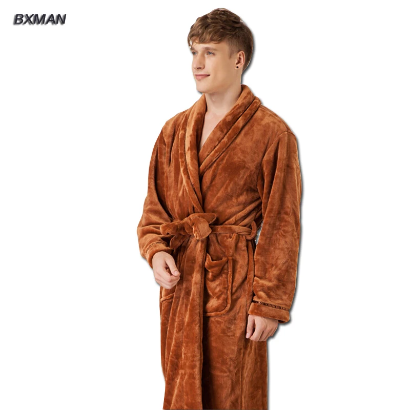 BXMAN Brand New Style Robe Men Bathrobe Mens Thicken Flannel Bathrobes