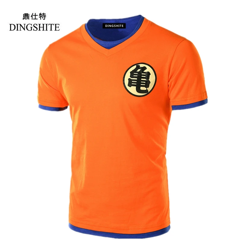 DINGSHITE модная футболка с короткими рукавами и принтом Dragon Ball Z Мужская Повседневная футболка с принтом букв большого размера