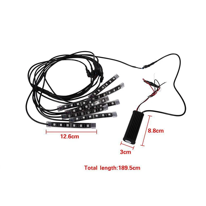 

8pcs Car Motorcycle RGB LED Strip Neon Under Body Glow Lights Kit Remote Control