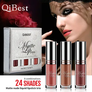 

Qibest Pro 6Pcs/3Pcs Set Liquid Matte Lipstick Cosmetic Makeup Nude Lip Lipsticks Metallic Lip Gloss Stick Make Up Lips Lipgloss