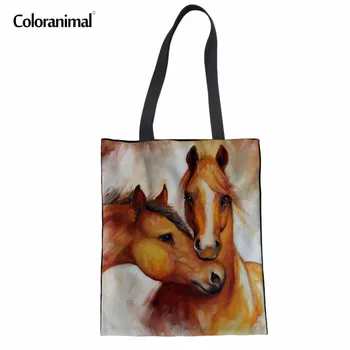 

Coloranimal 2018 New Arrival Pull Dog Puzzle Printing Women Hand Canvas Linen Bags Crazy Horse Student Mochilas Tote School Bags