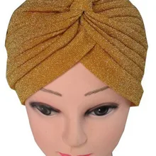 Новые Модные женские золотые серебряные черные фиолетовые блестящие тюрбаны для женщин
