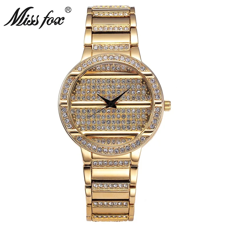 

Miss Fox Brand Women Watch fashion Luxury Gold Full Diamond Watch Female Steel Timepiece Women Quartz watches relojes mujer