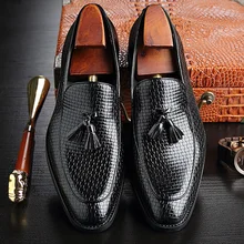 Повседневная обувь мужские кожаные модные лоферы с кисточками размера плюс 38-48, Мужская офисная обувь без шнуровки весна-осень г