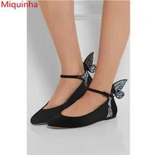 Женский Квартиры Крыло Бабочки Декор Пряжка Черный Цвет Обувь Мелкий Круглый Носок Повседневная Обувь Super Star Мода Обувь