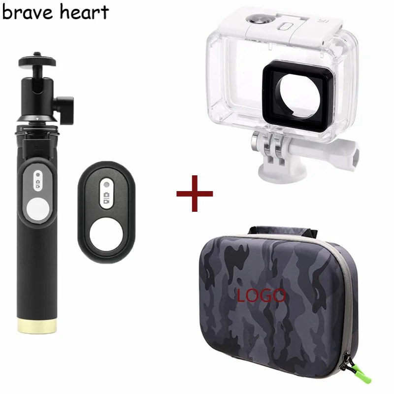 waterproof housing case camera bag box Extendable Monopod tripod for xiaomi yi 4K 2 II Xiaoyi