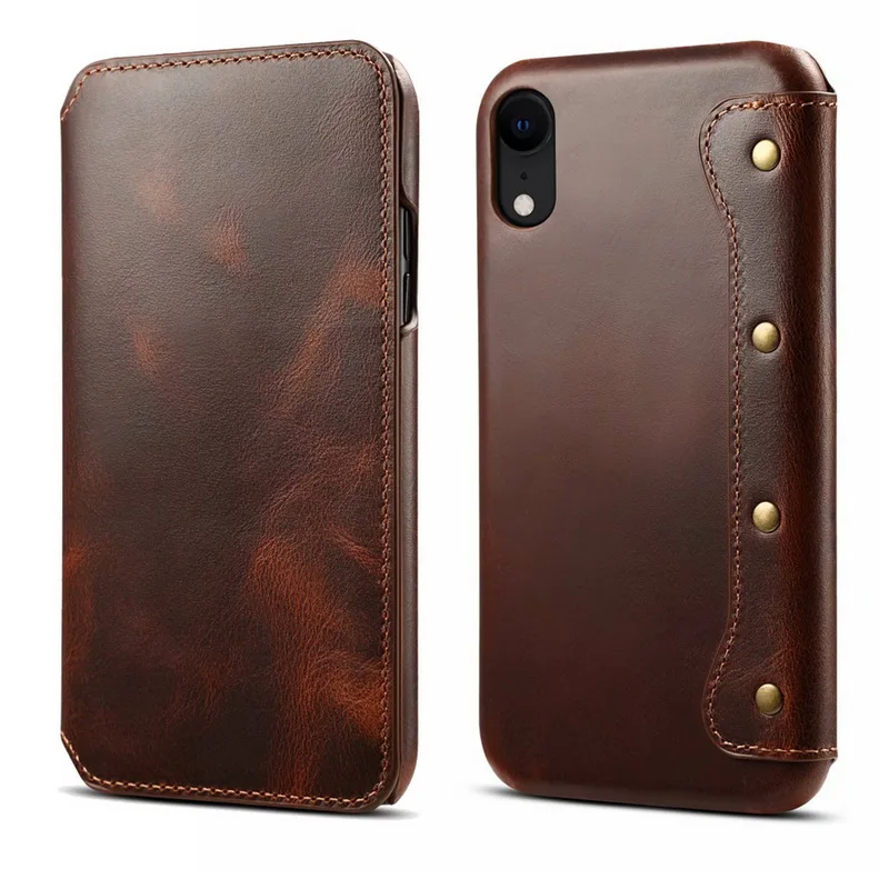 Genuine Cow Leather Case For iphone X XS XR XS Max Flip Wallet Card