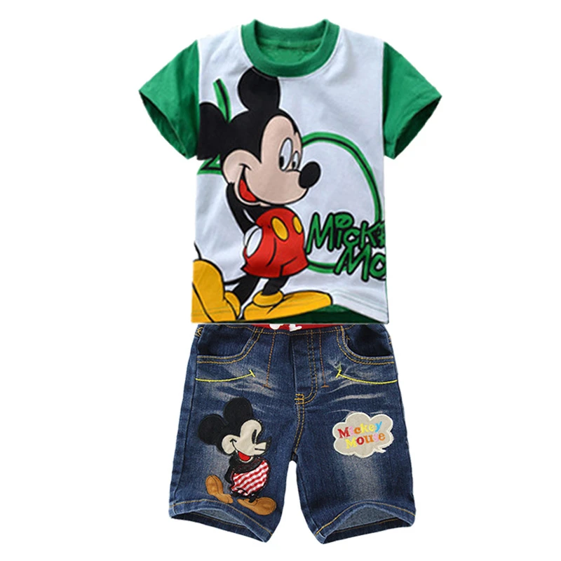 4 スタイルミッキー男の子服夏子供服の男の子は衣装子供のための T たわごと デニムショーツ服セット Clothing Sets Aliexpress