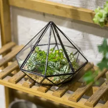 Indoor Balcony Display Planter Decorative Flower Pot Garden Tabletop Diamond Glass Geometric Terrarium for Succulents Plants DIY