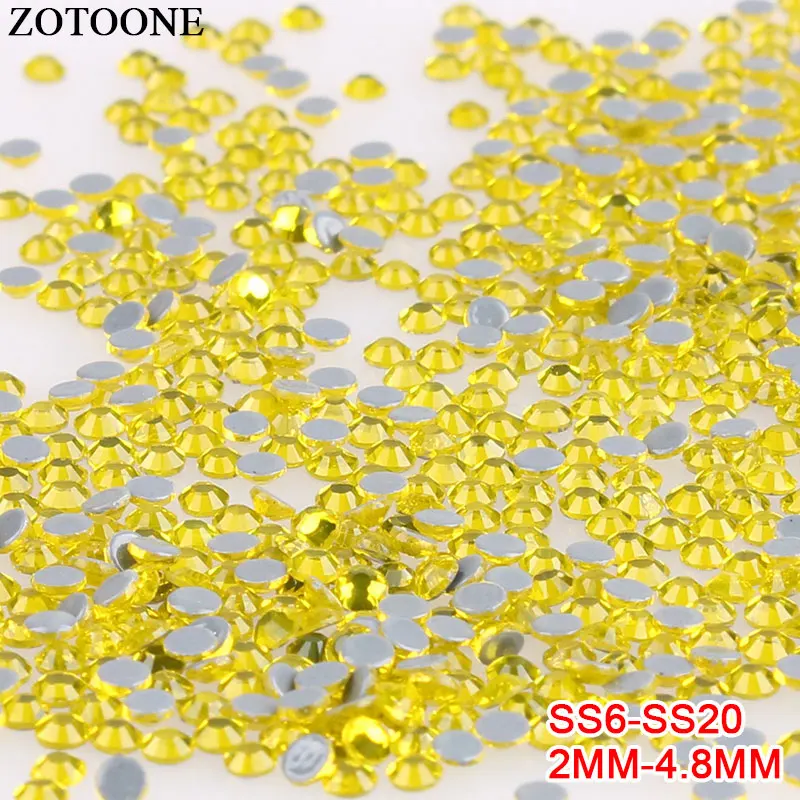 ZOTOONE 1440 шт желтые камни и прозрачные стеклянные стразы горячей фиксации Стразы для одежды ручной работы DIY с плоской задней частью драгоценные камни стразы