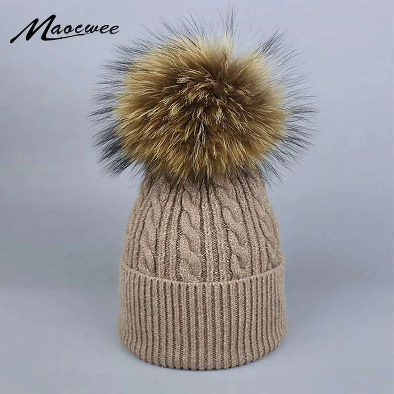

Sopamey Natural Mink PomPom Bonnet Women's Fur Pompons Hats Winter Ski Knitted Crocheted Bobble Hats Caps Balaclava Fleece Mask