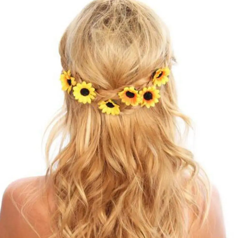 

5pcs Exquisite Yellow Sunflower Wedding Bridal Hairpins Fashion Wedding Prom Beach Hairpin Hair Accessory