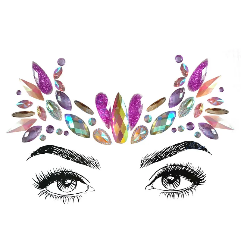 FestivalQueen DIY брови лицо тела стикер для женщин Клей Кристалл Блеск Драгоценности фестиваль вечерние глаза кристалл наклейки с блестками - Окраска металла: 11