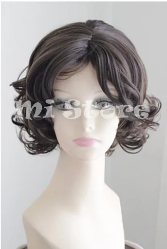 Short Fluffy Curly Chestnut Brown Center Part Hair Daiy Life