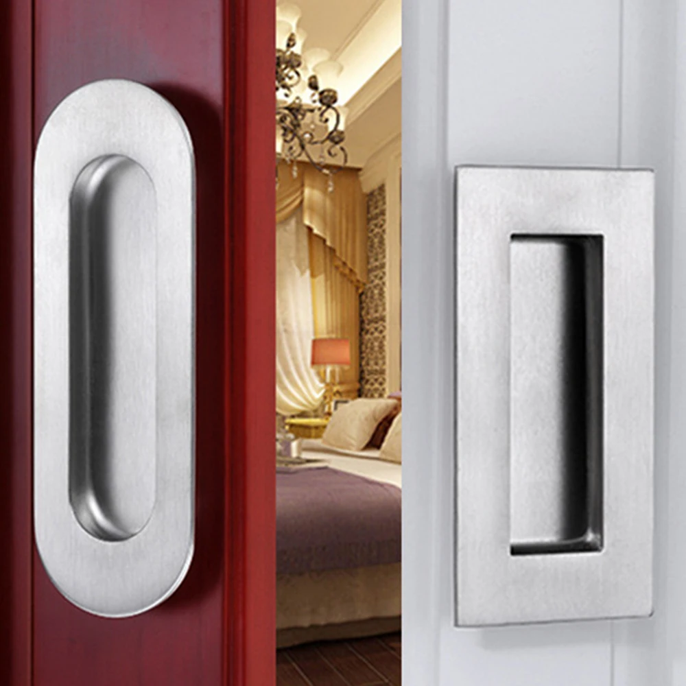 

FGHGF Stainless Steel Door Handle Flush Recessed Pull Round Circular Rectangular Drawer Hidden Cabinet Door Knobs Handle