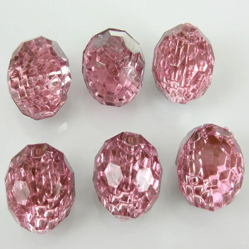 

30Pcs 1/2" Pink Acryl Crystal Buttons Quartz Faceted Rondelle Bead Buttons Sewing Craft Scrapbooking Accessories 12mm