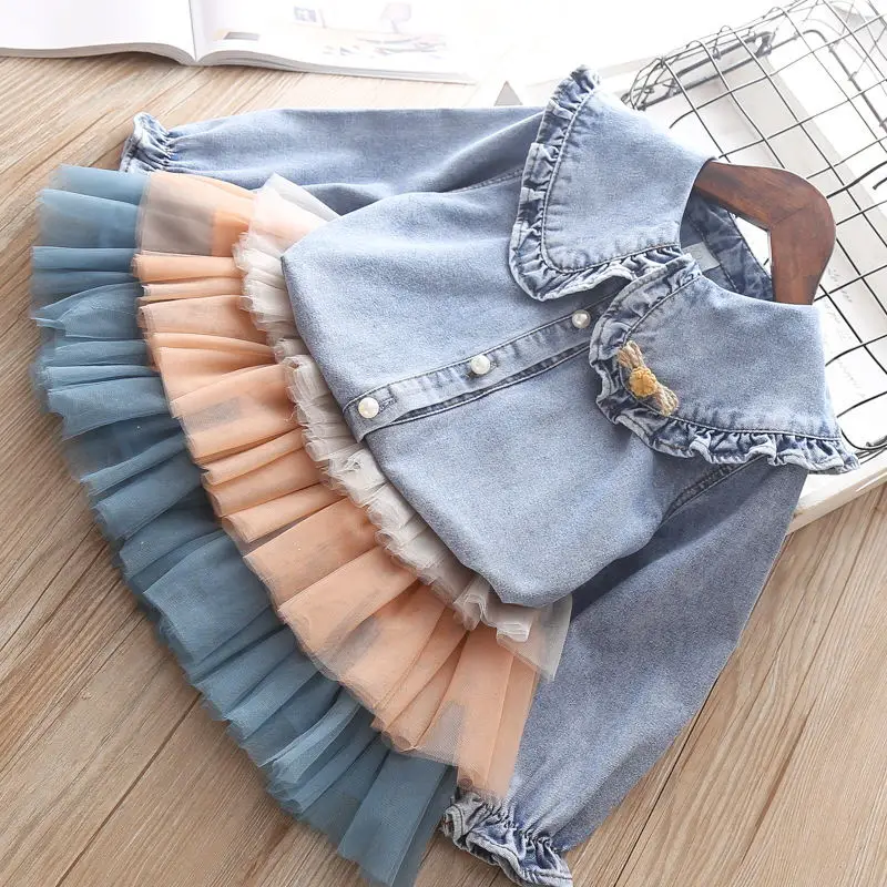 

Girls Clothes 2019 Spring Summer Clothing Set Baby Girls Washed Denim Shirt Top+Tutu Skirts Girls Outfits Children Clothes 0-6T