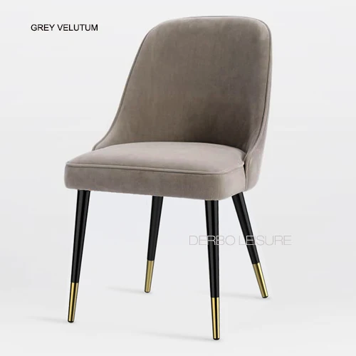 Grey Velutum Современная мода дизайн роскошный золотой цвет нержавеющая сталь Лофт мягкий чехол Velutum ткань коврик обеденный стул со спинкой 1 шт - Цвет: Grey Velutum