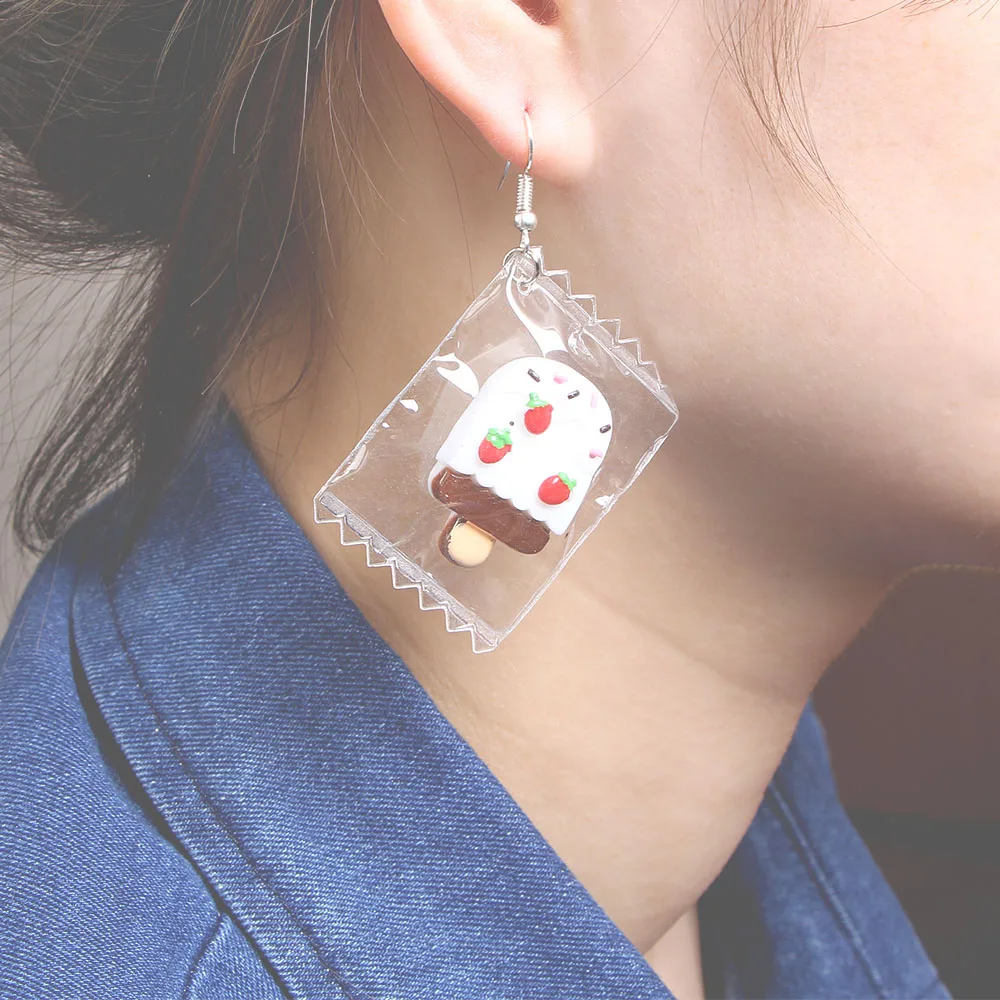 Korean Simulated Milk/Lollipop/Pitaya/Petal/Smile/Kiwi/Strawberry/Apple/Bear/Cherry/Bread Boucle D'oreille Drop Earrings Brincos