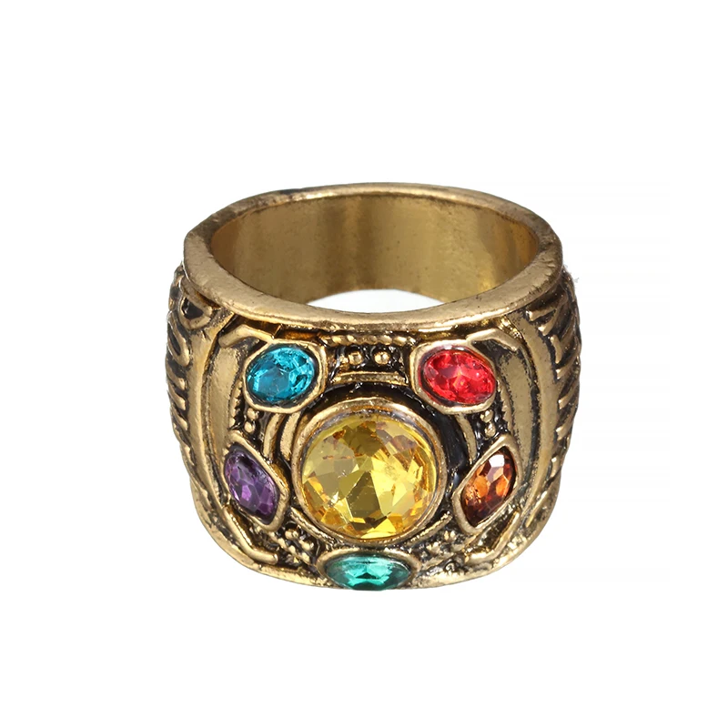 

ZRM Fashion Vintage Charm Avengers 3 Infinity War Thanos Jewelry Infinity Gauntlet Infinity stones Crystals Ring for Men