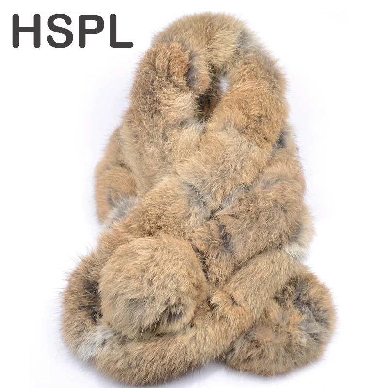 

HSPL Fur Scarf 2017 Autumn And Winter Real fur Scarves Natural Rabbit Scarf With Ball Pele scarves cachecol bufandas mujer 2016