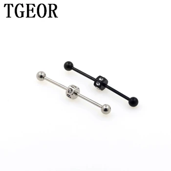 

scaffold barbells Charm 30pcs surgical Stainless Steel Hexahedral gem 6 crystals industrial barbell piercing free shipping