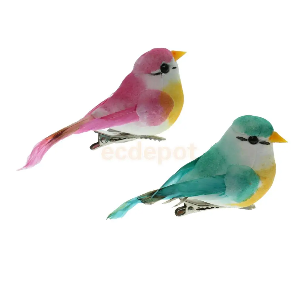 2pcs Artificial Bird Feathered Foam Simulation Bird Home Decor Ornament Craft Figurines Miniatures