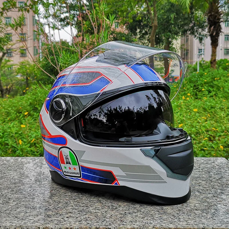 

MALUSHEN Motorcycle Helmet motorcross equipment protect Cat Helmet Personality Full Face Double lens Motor Helmet